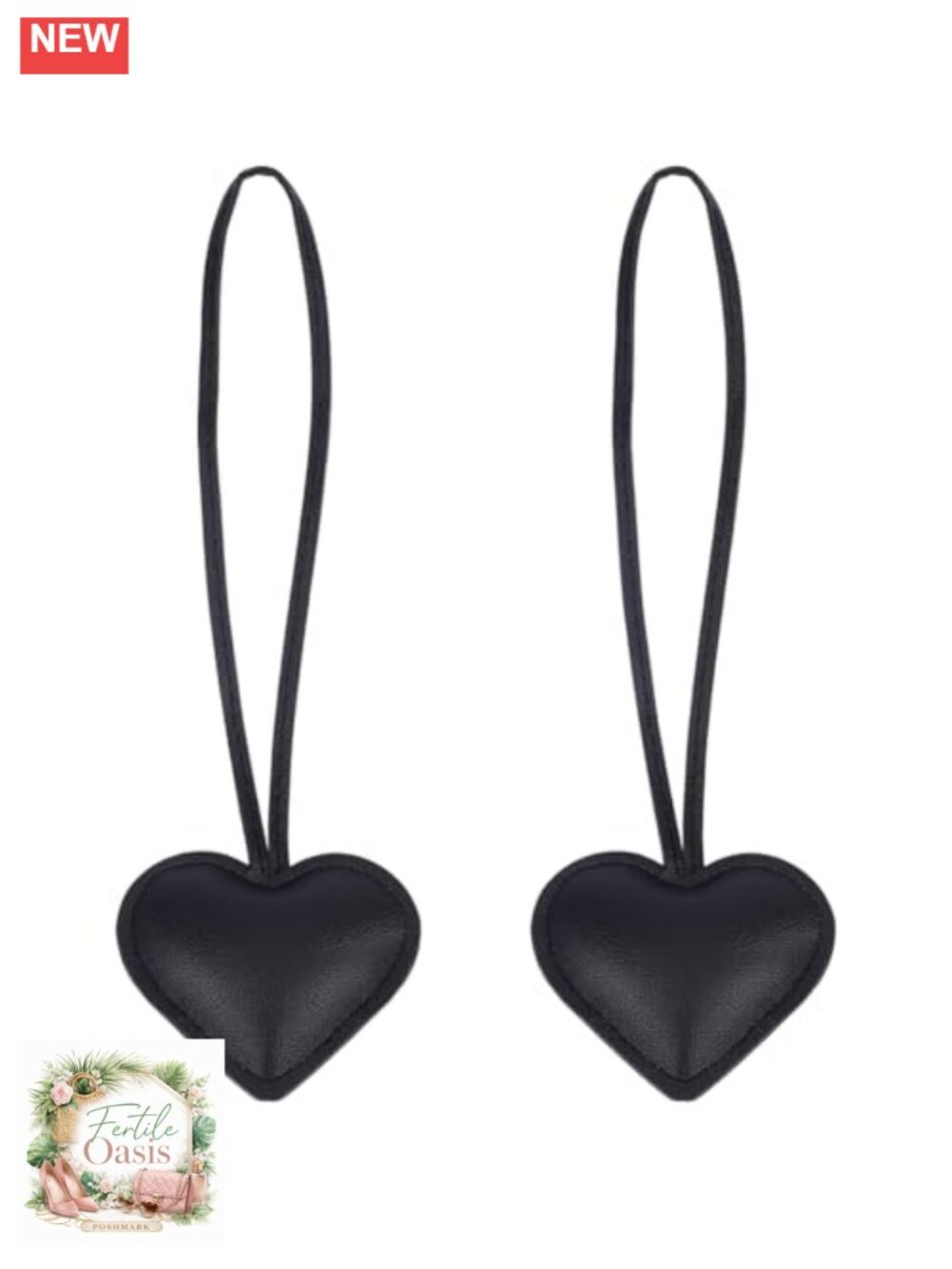 Set of 2 PU Leather Heart Keychain Charms for Women Cute 3D Love Shaped Bag